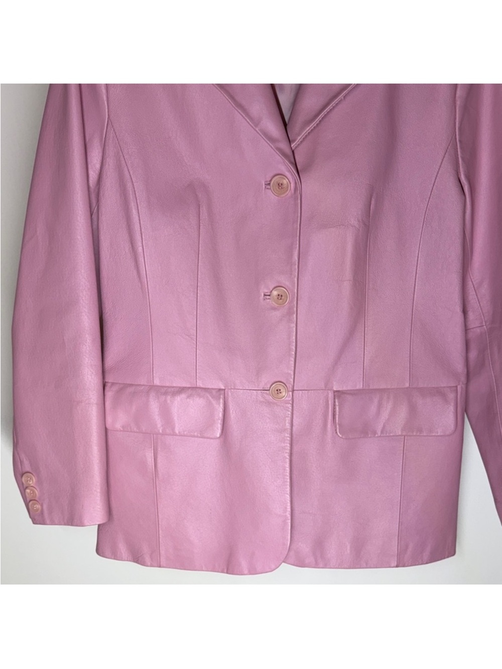 Excelled Collection Fully Lined Pink Leather Women's Blazed Button Up Jacket - Picture 5 of 13